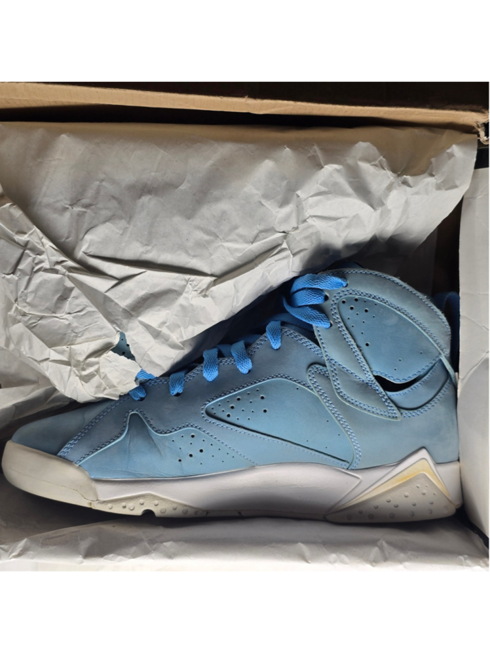 Air Jordan 7 Retro Pantone University Blue/White Size 7y womens 8.5 - Picture 8 of 10